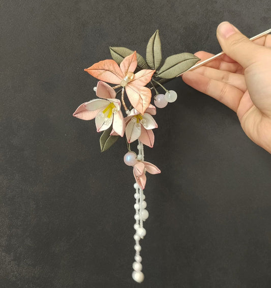 Pink Butterfly Bespoke Hairpin - Silk Hairpin(Chanhua)