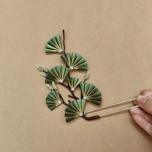 Pine Branch Bespoke Hairpin - Silk Hairpin(Chanhua)