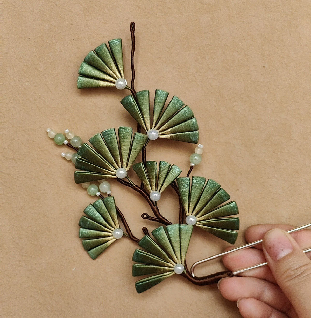 Pine Branch Bespoke Hairpin - Silk Hairpin(Chanhua)