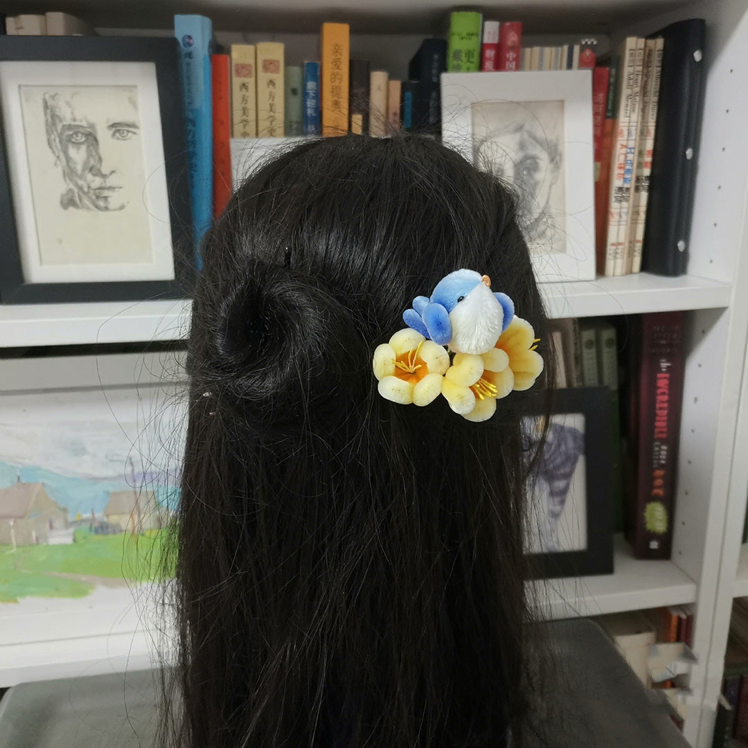 Blue Bird Bespoke Hairpin - Silk Hairpin(Ronghua)