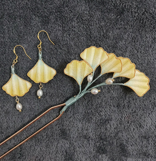 Ginkgo Leaf Bespoke Hairpin - Silk Hairpin(Ronghua)