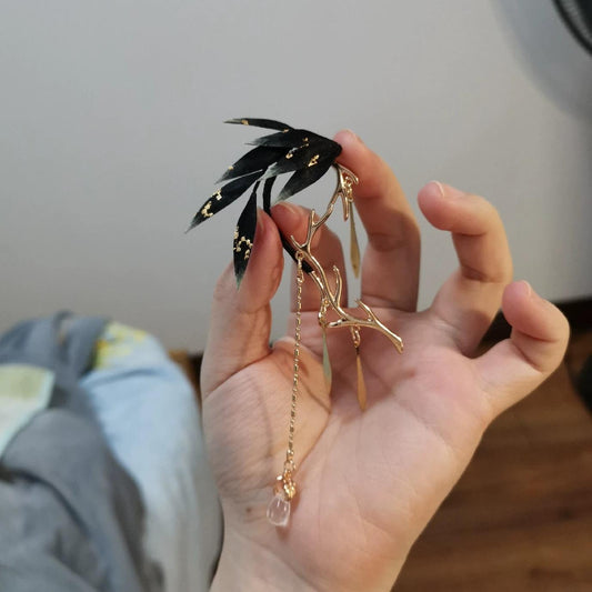 Leaves Bespoke Earrings - Silk Earrings(Ronghua)