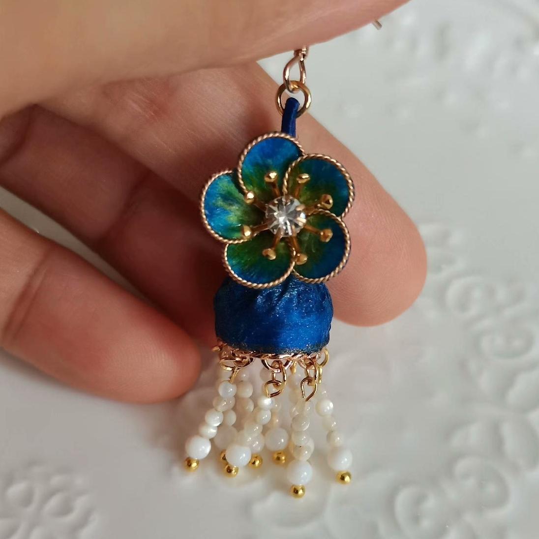 Palace Flower Lantern Bespoke Earrings - Silk Earrings(Ronghua)