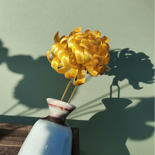 Yellow Chrysanthemum Bespoke Hairpin - Silk Hairpin(Ronghua)