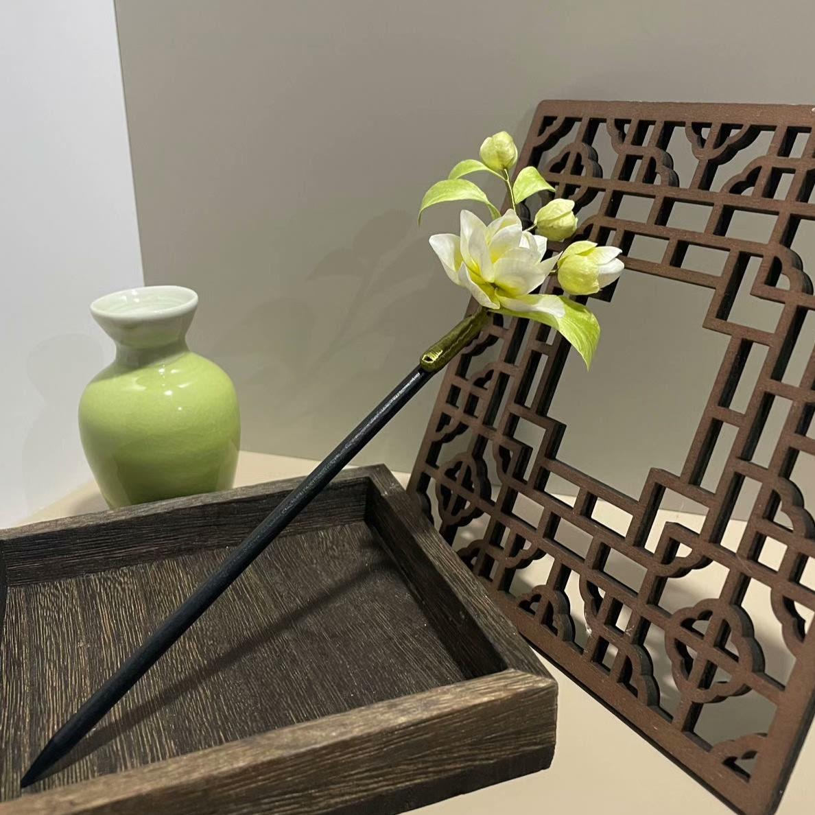 Jasmine Flower Bespoke Hairpin - Silk Hairpin(Ronghua)