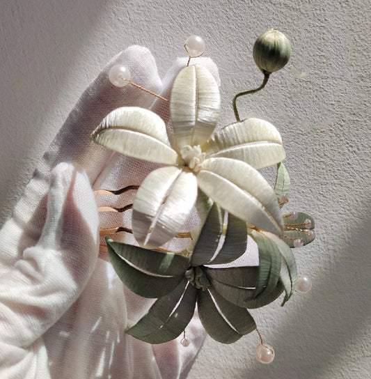 Light Cyan Flower Bespoke Hairpin - Silk Hairpin(Chanhua)