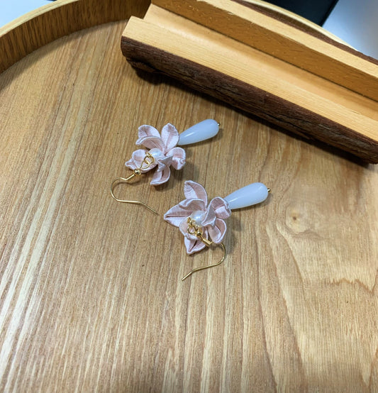 Handmade Chanhua Lotus Flower Earrings - Thread Floral Drop Earrings