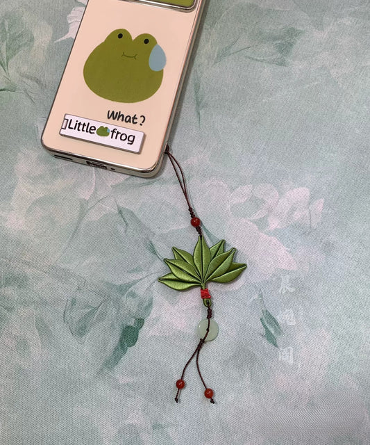 Handmade Chanhua Yuzu Leaf Hanging Charm - Thread Leaf Tassel Pendant