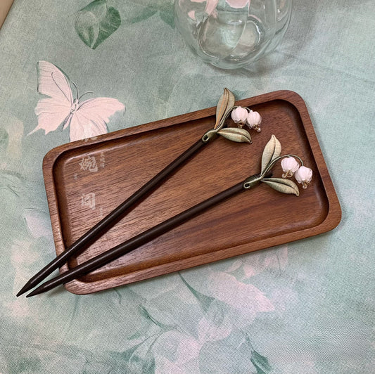 Handmade Chanhua Lily of the Valley Brooch - Thread Flower Pin with Glass Bells