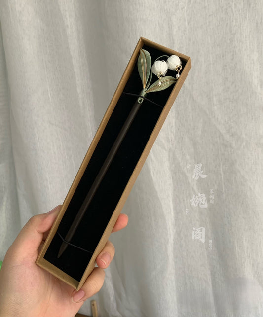 Handmade Chanhua Lily of the Valley Brooch - Thread Flower Pin with Glass Bells