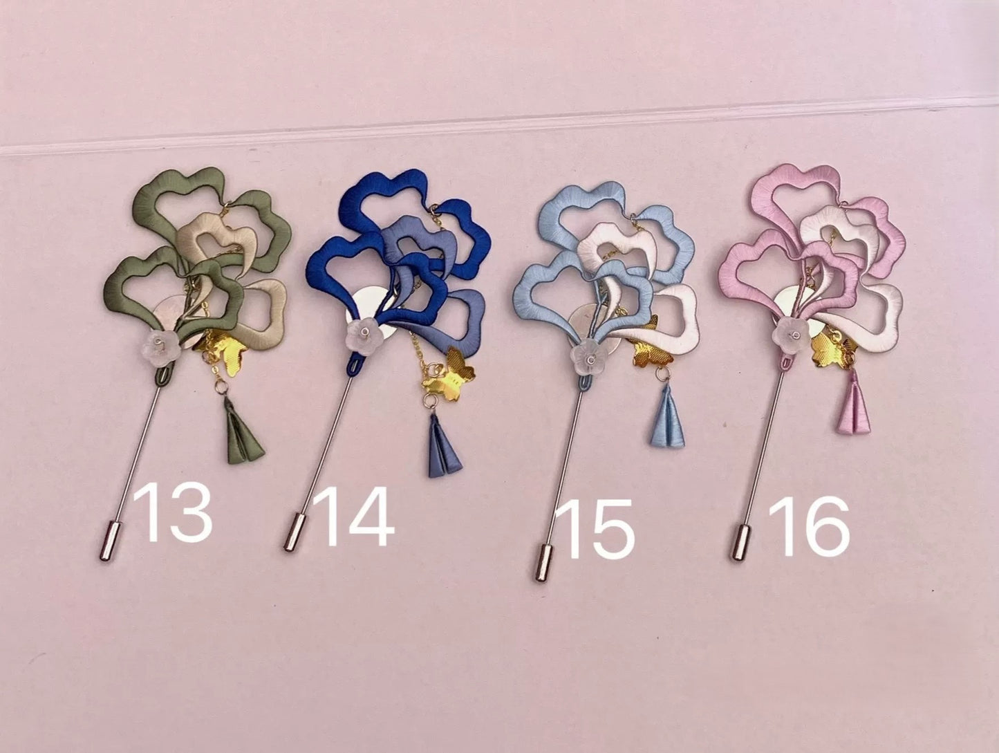 Handmade Chanhua Ginkgo Leaf Brooch - Thread Ginkgo Pin with Gold Accents