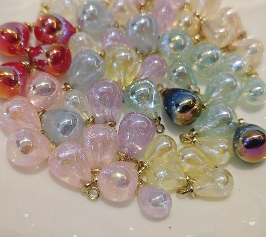 10 Pieces HB007(B) Starry Candy Teardrop Charms – Colorful ABS Pendants for DIY Jewelry, Ronghua & Chanhua