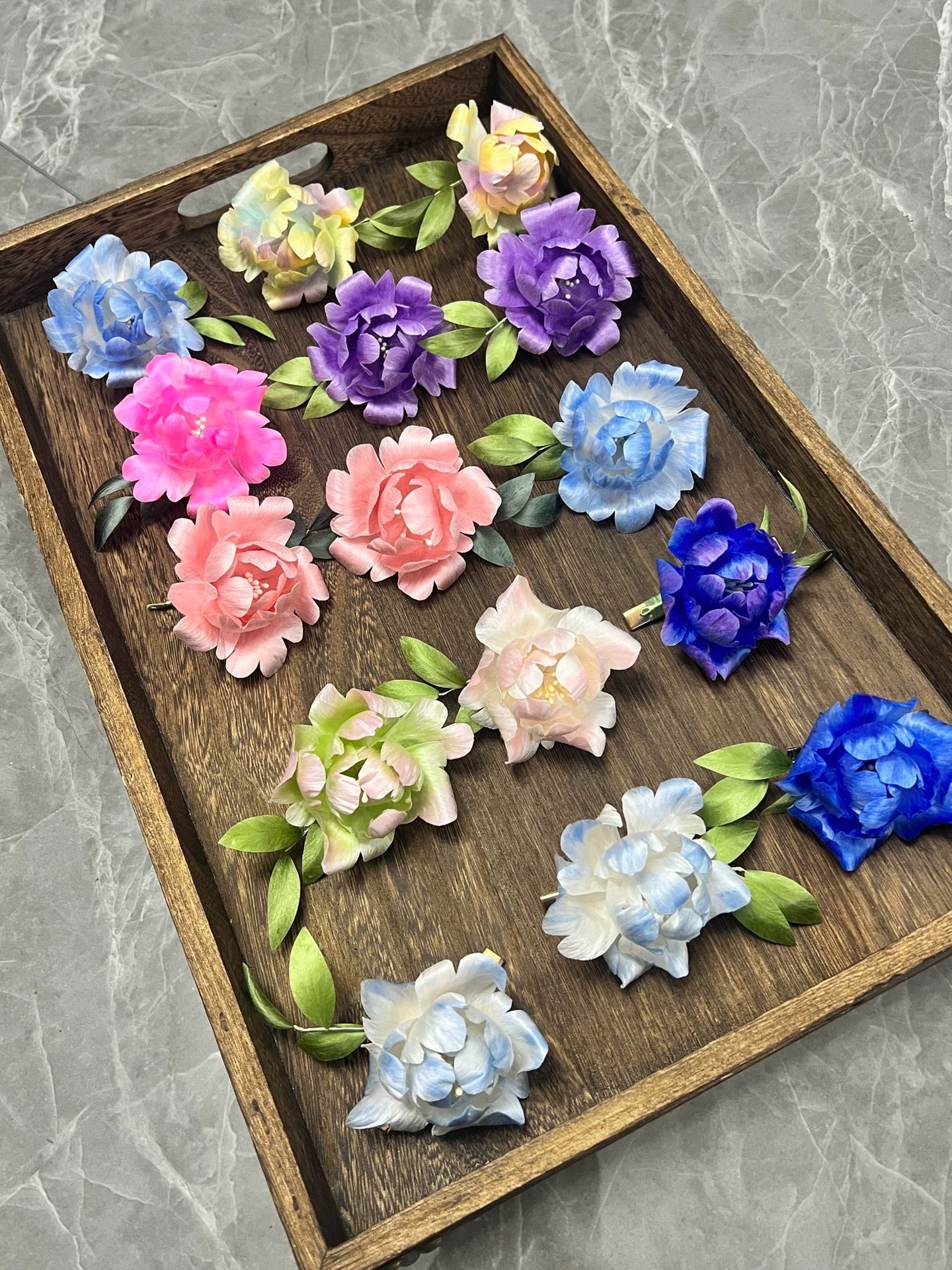 Handmade Ronghua Peony Hairpin | Single Mulberry Silk Velvet Flower Wooden Headwear for Bridal & Daily