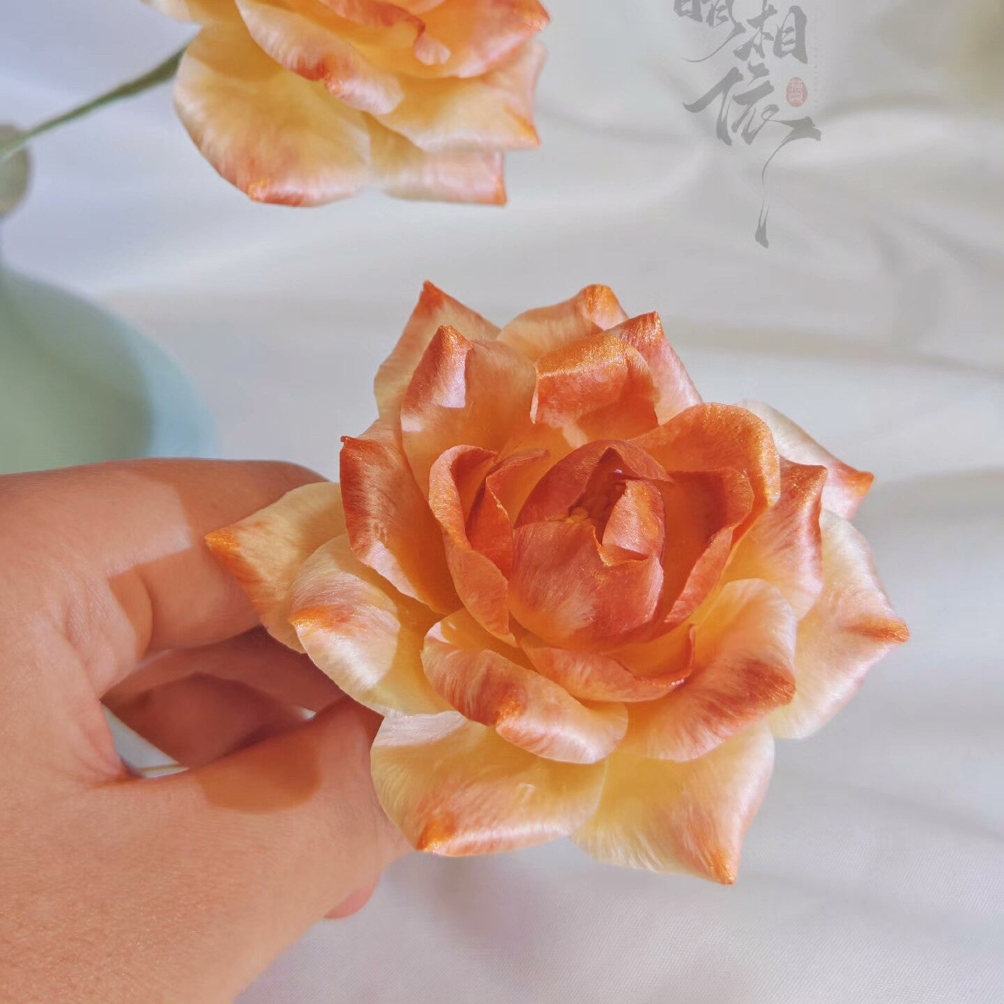 Handmade Ronghua Red Rose Brooch | Mulberry Silk Velvet Rose Flower Pin