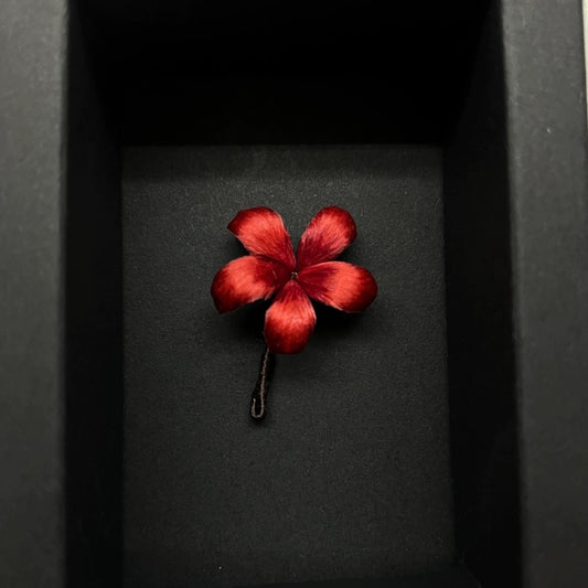 Handmade Ronghua Red Mandala Flower Brooch | 2.5cm Mulberry Silk Velvet Datura Pin