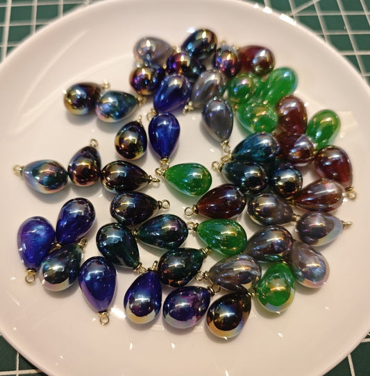 5 Pieces HB010 Iridescent Galaxy Teardrop Charms – High-Quality ABS Pendants for DIY Jewelry, Ronghua & Chanhua Crafts