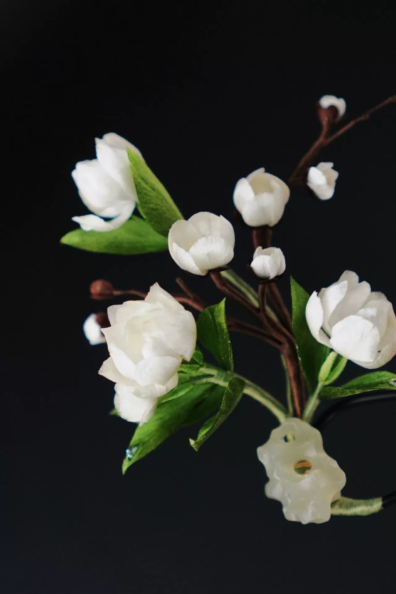 Handmade Ronghua Jasmine Hair Pin - Natural Mulberry Silk Flower