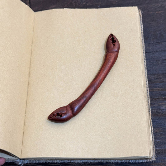 Natural African Padauk Hair Stick - Crab Claw Design 13.5cm #大钳