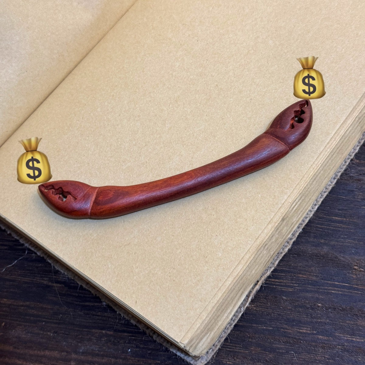 Natural African Padauk Hair Stick - Crab Claw Design 13.5cm #大钳