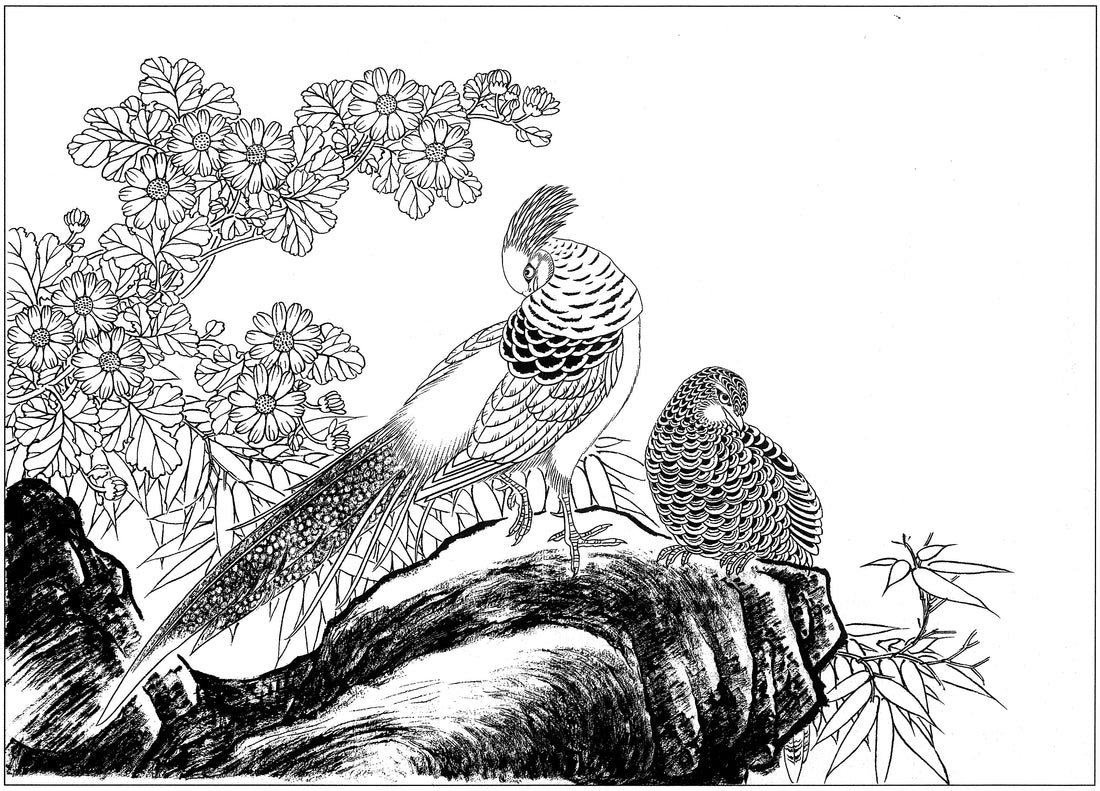 Chinese Drawing Technique: Golden Pheasants in Traditional Art