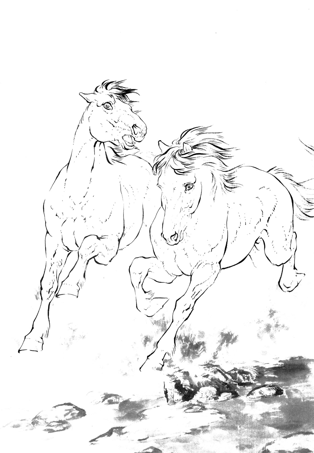 Galloping Brushstrokes: Chinese Drawing Technique with Majestic Horses