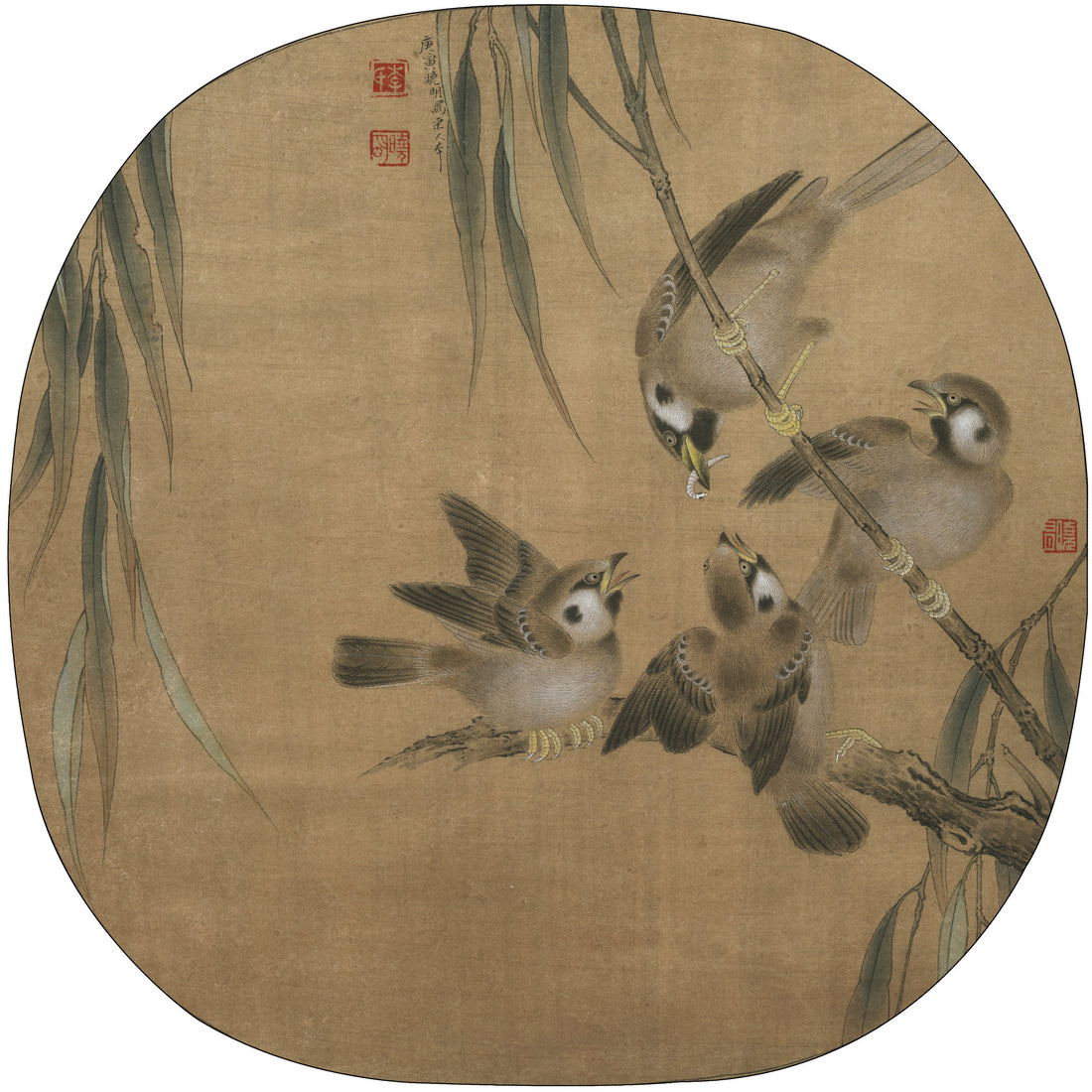 The Art of Chinese Drawing: From Outline to Vivid Color in "Sparrows and Willow