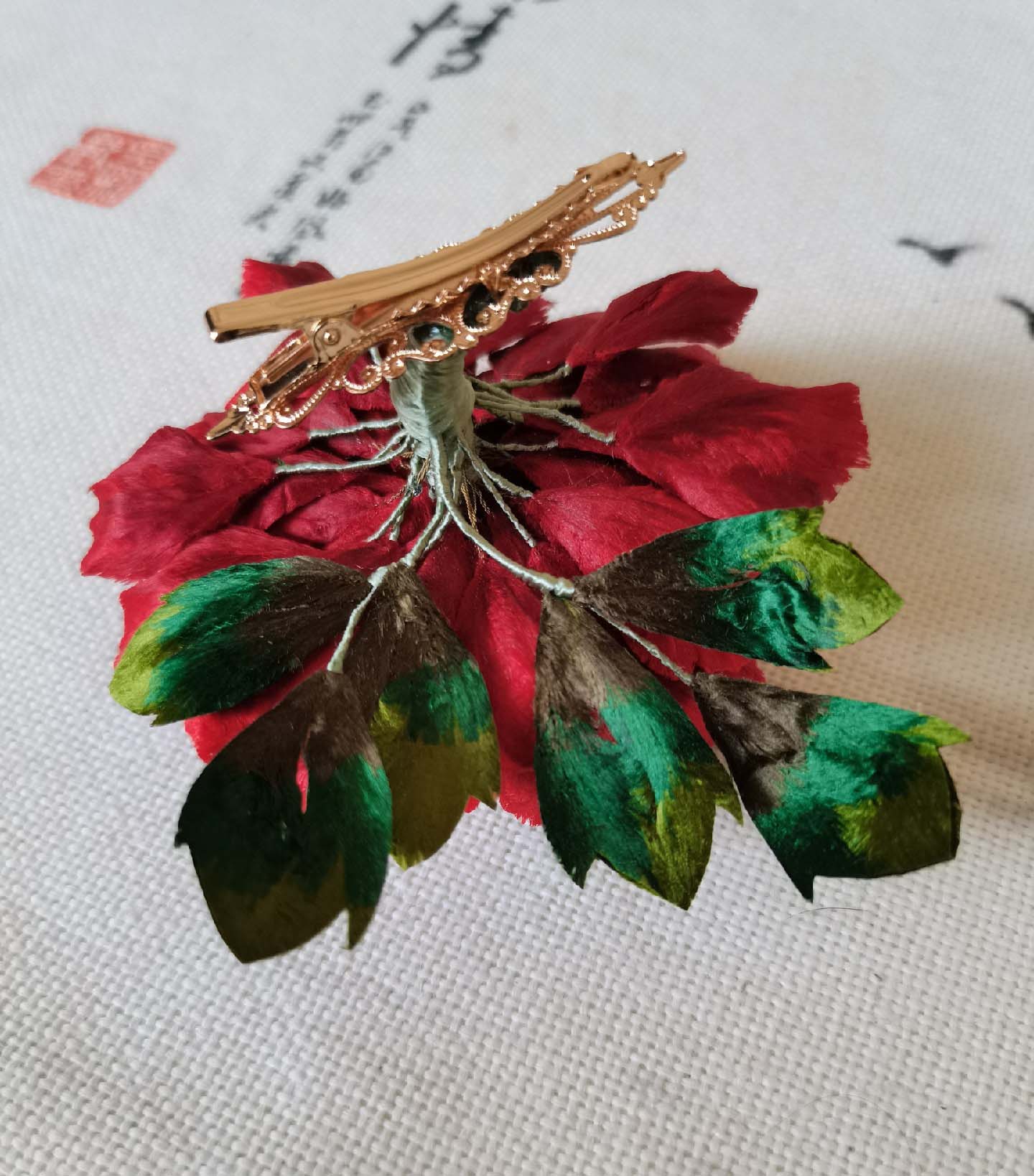 Peony Bespoke Corsage - Red Silk Corsage(Ronghua)