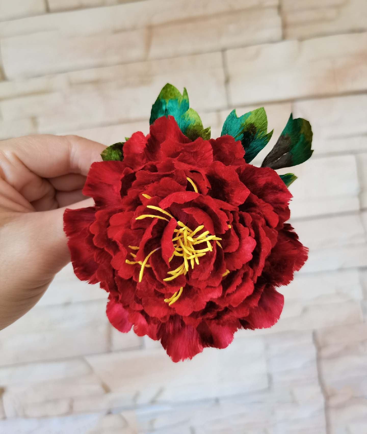 Peony Bespoke Corsage - Red Silk Corsage(Ronghua)