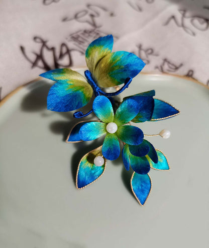 Freedom Bespoke Brooch - Blue Silk Brooch(Ronghua)