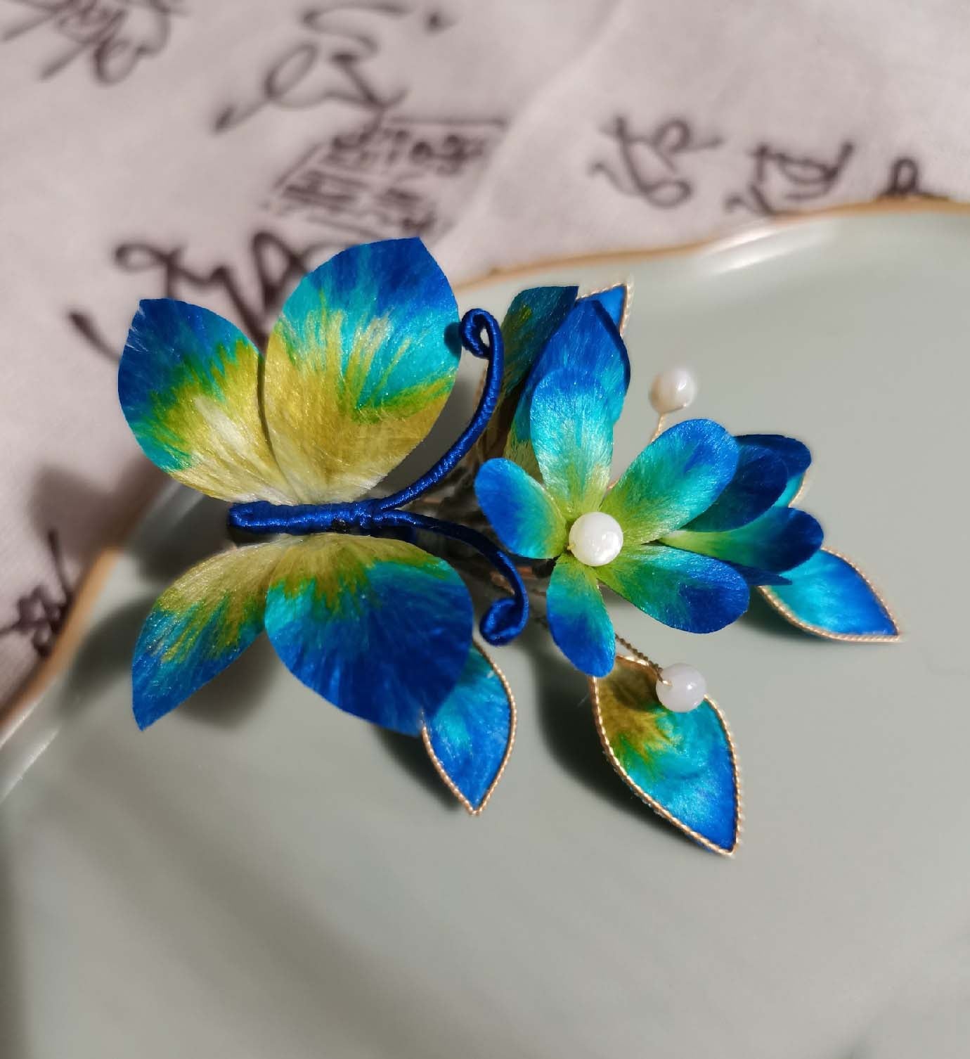 Freedom Bespoke Brooch - Blue Silk Brooch(Ronghua)