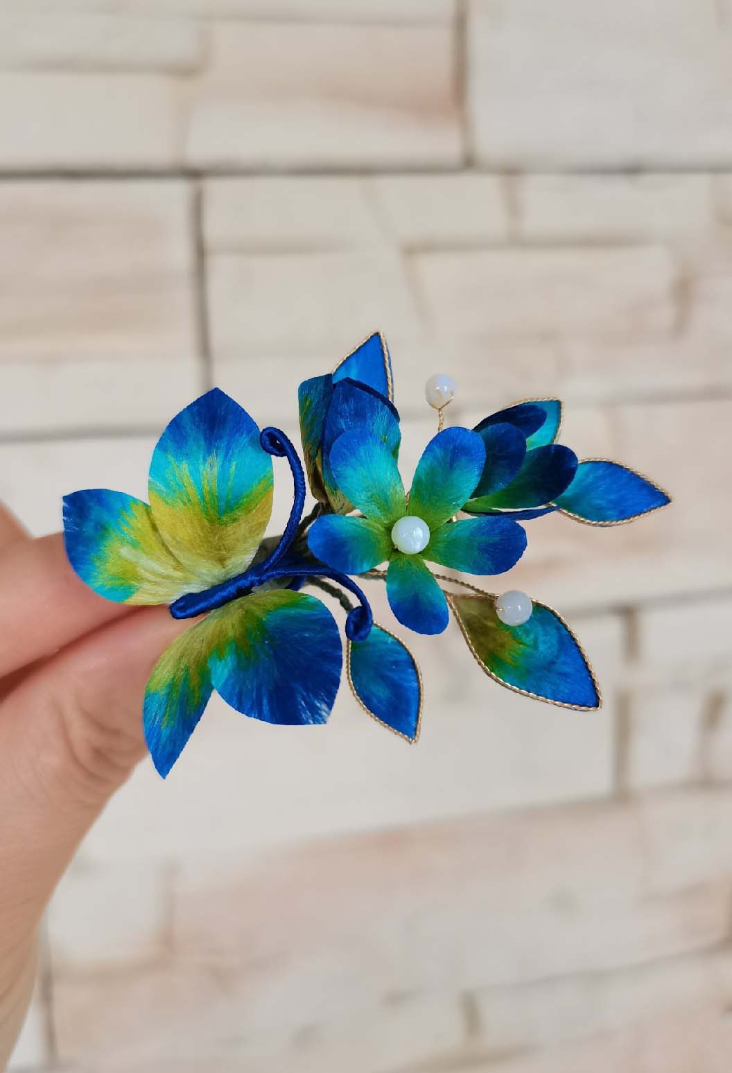 Freedom Bespoke Brooch - Blue Silk Brooch(Ronghua)