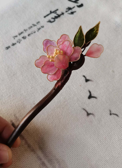 Blossom Bespoke Hairpin-Pink Silk Hairpin(Filigree Ronghua)