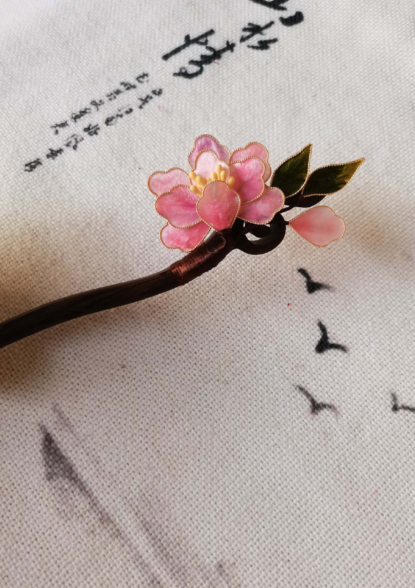 Blossom Bespoke Hairpin-Pink Silk Hairpin(Filigree Ronghua)