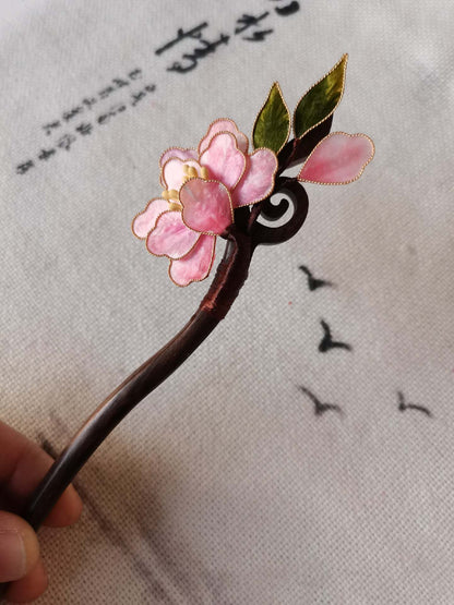 Blossom Bespoke Hairpin-Pink Silk Hairpin(Filigree Ronghua)