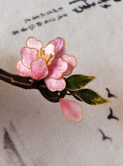 Blossom Bespoke Hairpin-Pink Silk Hairpin(Filigree Ronghua)