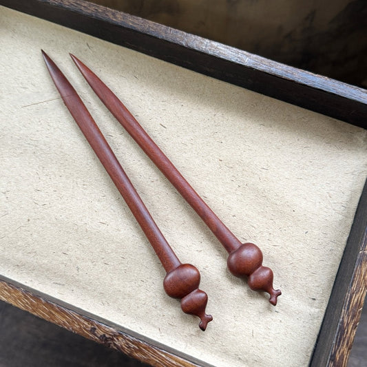Natural Jujube Wood Hair Stick - Gourd (Hulu) Design #葫芦