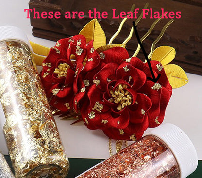 Metal Colored Leaf Flakes for Crafting - Gold, Silver, & Rose Gold