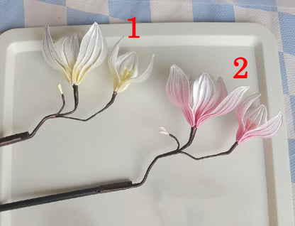 Magnolia Handmade Hairpin - Silk Hairpin(Chanhua)