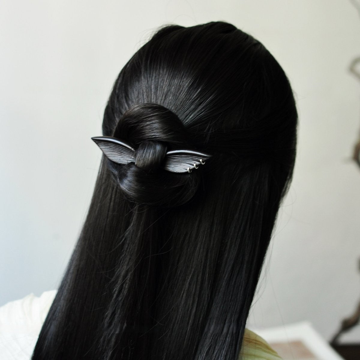 Natural African Blackwood Hair Stick - Mysterious Wings 13cm #玄之翼