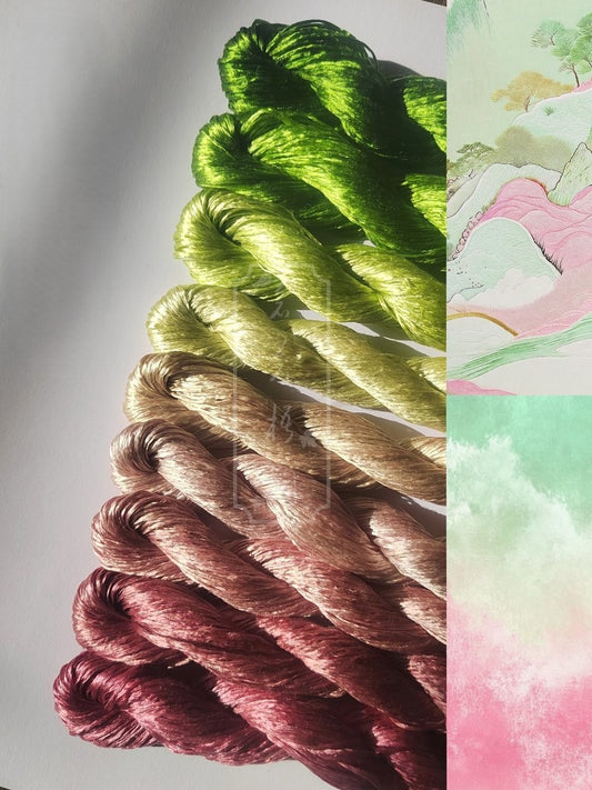 10g Suzhou Embroidery Thick Filament Slightly Twisted Mulberry Silk Thread(胭脂凝翠)