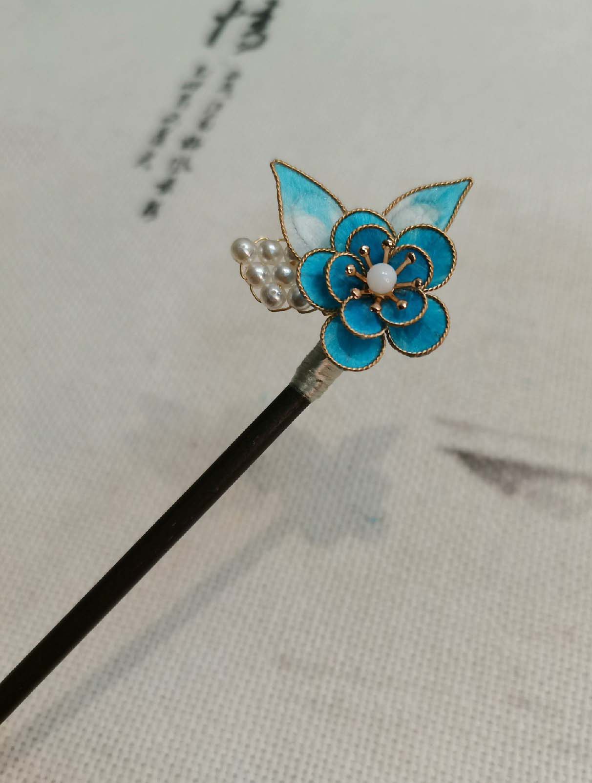 Snowy Bespoke Hairpin-Blue Silk Hairpin(Filigree Ronghua)