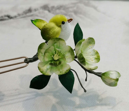 Bird Bespoke Hairpin-Green Silk Hairpin(Ronghua)