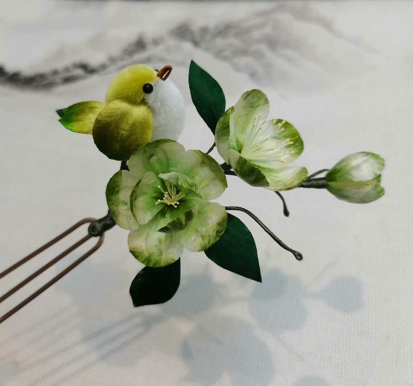 Bird Bespoke Hairpin-Green Silk Hairpin(Ronghua)