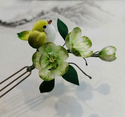 Bird Bespoke Hairpin-Green Silk Hairpin(Ronghua)