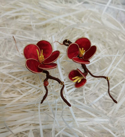 Independence Bespoke Earrings-Red Silk Earrings(Ronghua)