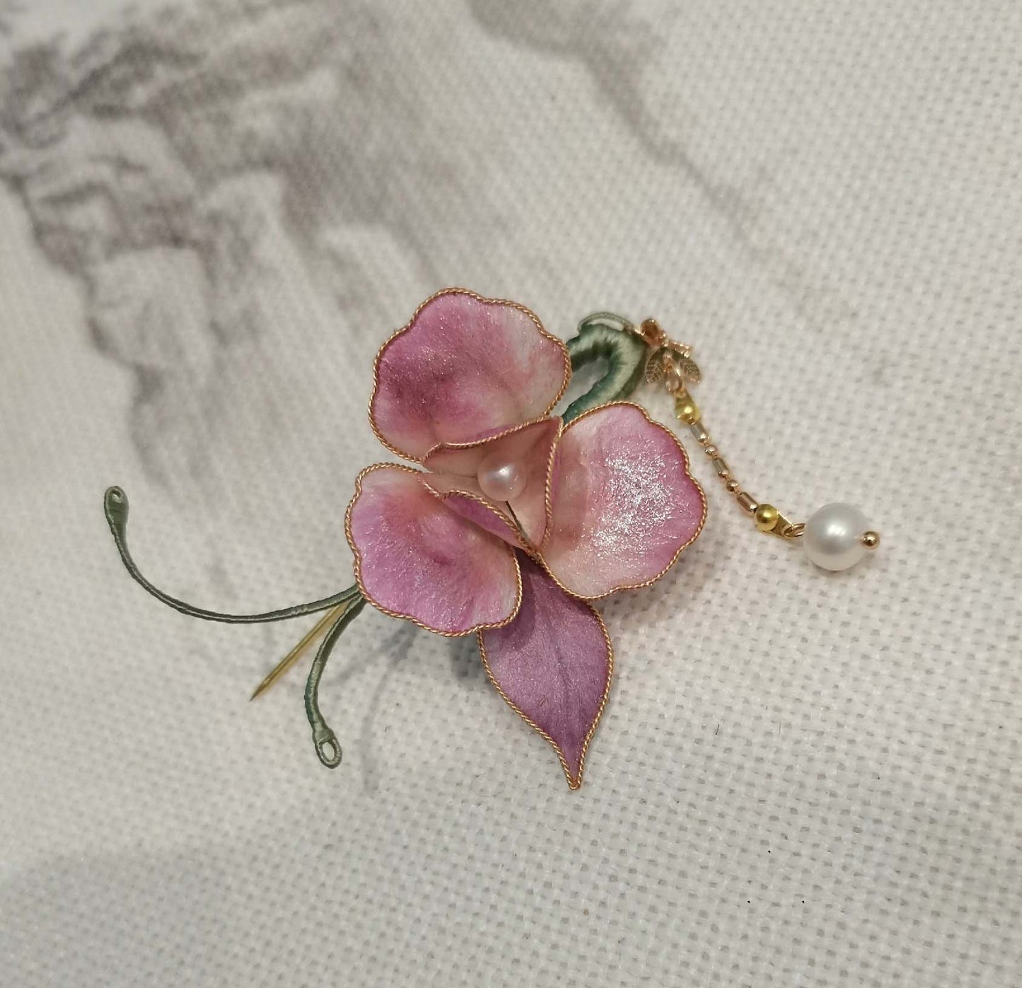 Lover Bespoke Brooch-Pink Silk Brooch(Ronghua)