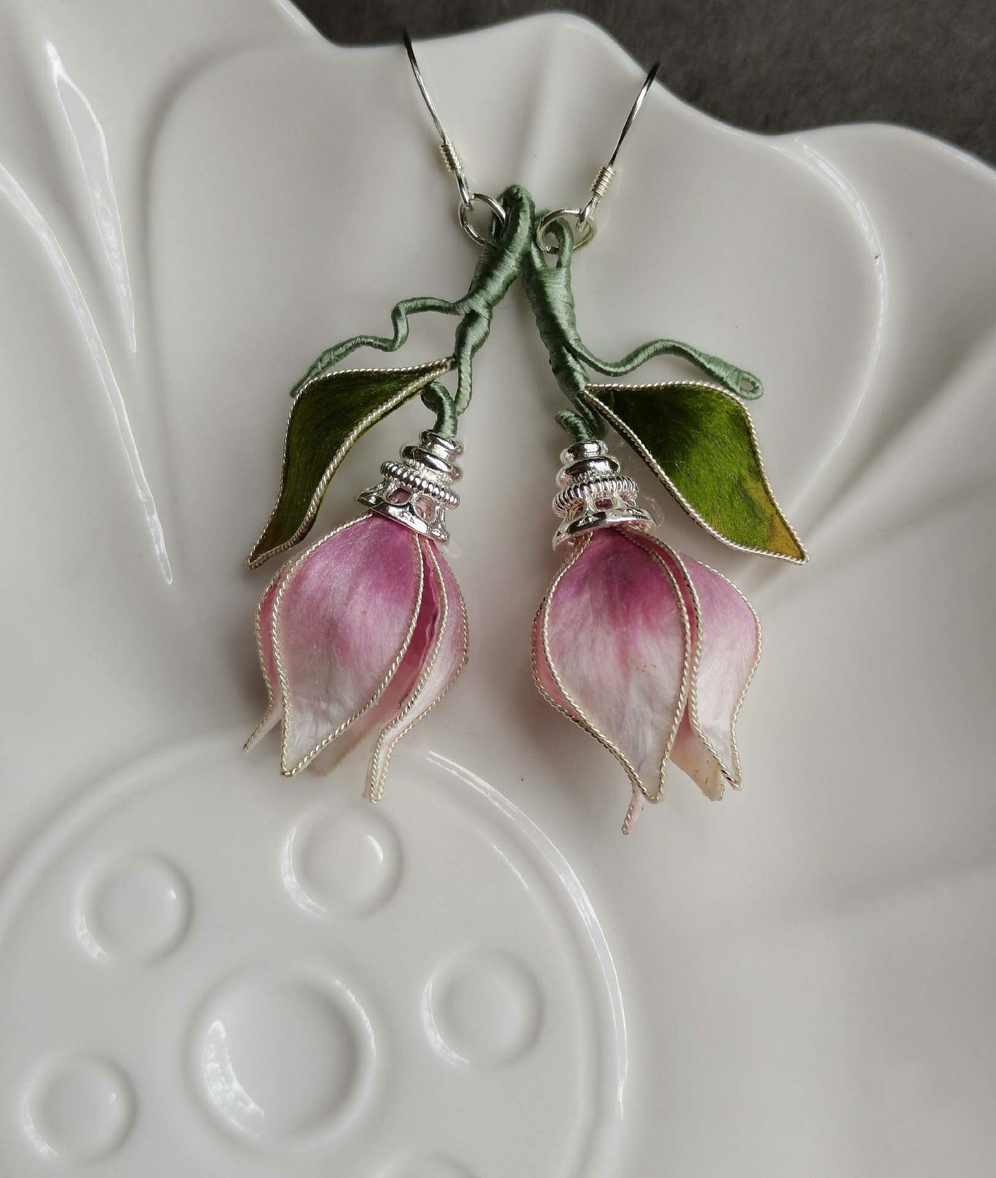 Girlhood Bespoke Earrings-Pink Silk Earrings(Ronghua)