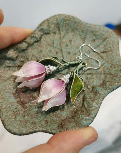 Girlhood Bespoke Earrings-Pink Silk Earrings(Ronghua)