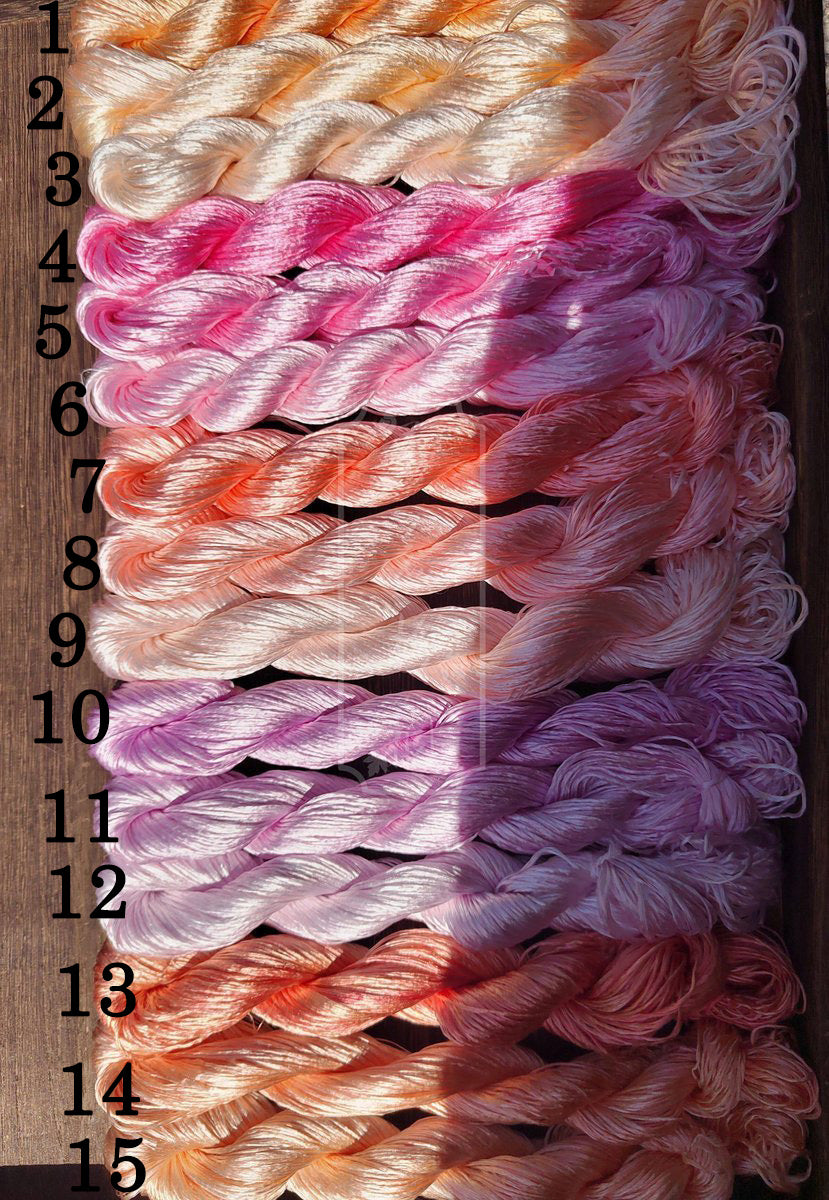 10g*15 Suzhou Embroidery Thick Filament Slightly Twisted Mulberry Silk Thread(Peony Series 国色芳华)