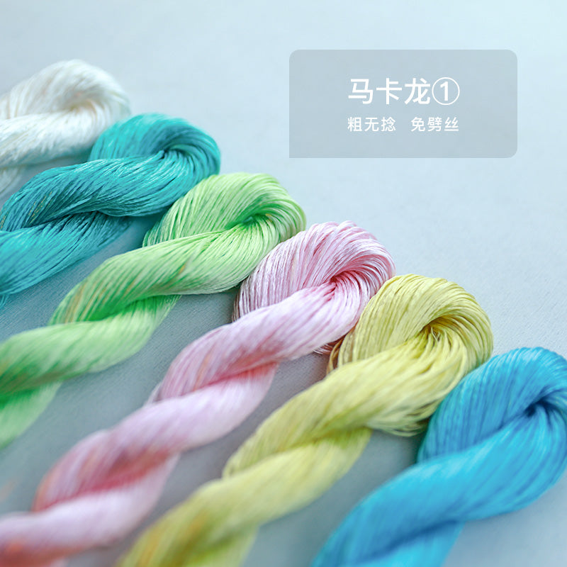 10g Suzhou Embroidery Thick Untwisted Mulberry Silk Thread(#Macaron color scheme 10g*6)